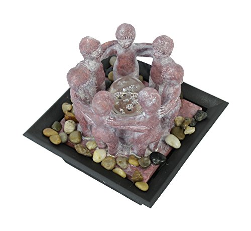 Zimmerbrunnen mit LED’s 18cm 7 Kinder rötlich grau - 2