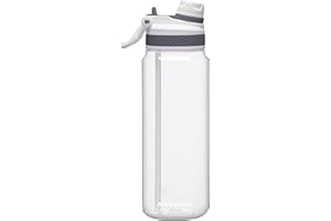 ANGVOOL 2 in 1 Lid Water Bottle with Straw, Leak Proof Sports Drink Bottles for Gym Adult Men Women, BPA Free (Clear-grey, 900ml)