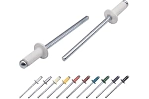 MARCOPOL Lot de 500 rivets aveugles peints 4 x 8 mm Tête bombée DIN 7337 Rivet en aluminium et mandrin en acier Rivets pop (500, blanc pur RAL 9010)