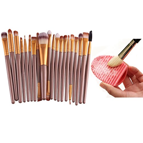 BESTIM INCUK 20-Piece Makeup Brush Set with 1 Piece Makeup Brush Cleaner Egg Scrubber Board