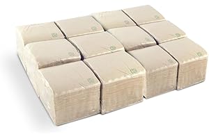 Lot de 1200 serviettes en papier recyclé et biodégradable - Texture micro-point - Plus épaisses et absorbantes - 10 x 10 cm pliées - Hostelnovo - Contient un article de vaisselle aléatoire