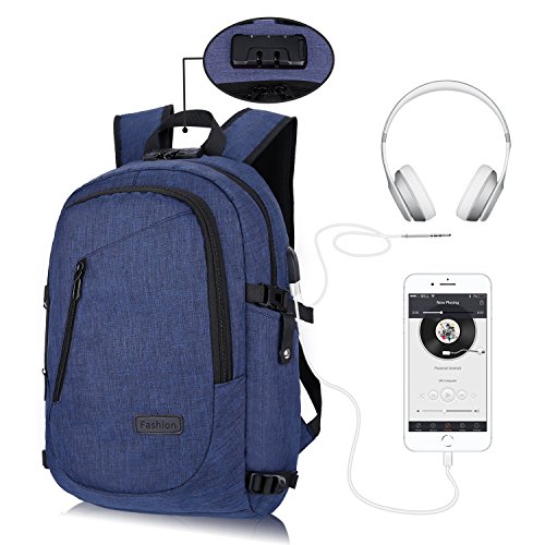 Preisvergleich Produktbild Laptop-Rucksack, CARQI Business Wasserdichte diebstahlsichere leichte Reise Arbeit Computer Rucksack mit USB-Ladeanschluss Kopfhöreranschluss und Schloss passt für Frauen und Männer 16”