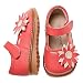 Little Blue Lamb - Girls Toddler Leather Squeaky Shoes - Watermelon Red Mary Janes with Flower, Insole Length: 152mm; US/EUR: 7/24