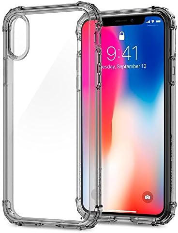 iPhone X Case, iPhone 10 Case, Spigen® [Crystal Shell] iPhone X Case Cover with Clear back panel and Reinforced Corners on TPU bumper for iPhone 10 (2017) - Dark Crystal - 057CS22142