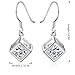 Hosaire Elegent Earrings Fashion Silver Earring Drops Hook Earrings Cube Shining Crystal Ear Stud