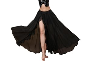 Baisdan Gonna Lunga per Danza del Ventre, in Chiffon, con Spacco, per Pratica di Danza