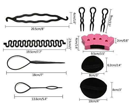 Haare Frisuren Set, Lockenwickler, Haar Styling Zubehör, 22 Stück DIY Haar-Styling-Werkzeug, Haar Pin Haar Bun Maker Frisuren Werkzeuge Set für Frauen Mädchen geeignet für Anfänger (22PC) - 5