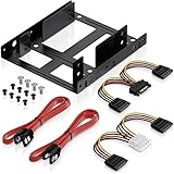 deleyCON Mounting Frame Set for 2x 2.5" hard drives / SSD's for 3.5" housing slot - including screws, 2 SATA cables &amp; 2 power adapters