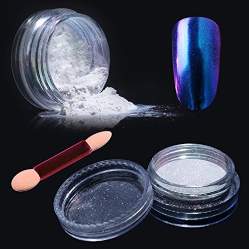 Elite99 Chameleon Colour-changing Mirror Chrome Powder Pigment Nail Glitter Effect Nail Art Shine Manicure Salon Tips 1g/Box (Bluish Violet) with Sponge Stick
