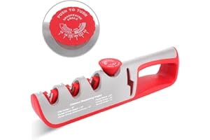 FOUVIN Messerschärfer, 4-in-1 Messerschleifer mit Scherenschleifer- 6 Stufen Verstellbar Messerschärfer Profi, Manuelle Messerschleifer für Restaurieren, Polieren, Messer und Scheren
