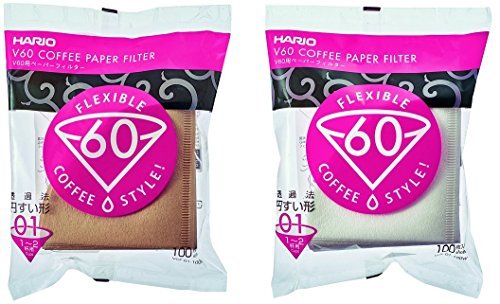 Hario filtri di carta per 01 dripper bianco & naturale da 100 fogli ciascuno