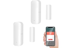 PEOUSILD Sensor de Puerta y Ventana Inteligente WiFi, Alarma de Detector inalámbrico de Puerta y Ventana, Sensor de Contacto de Puerta y Ventana para Seguridad del hogar Compatible Alexa/Google Home,2PCS