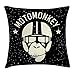 Produktbild Outer Space Throw Pillow Cushion Cover, Sign Alien Monkey with Astronaut Costume in a Galaxy with Stars Poster, Decorative Square Accent Pillow Case, 18 X 18 Inches, Black and White