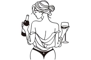 WADORN Female Body Metal Wall Decor, Black Abstract Modern Line Design Wall Sculptures Decor Female with Glass Wine Minimalist Line Wall Art Decor for Living Room Bedroom Bathroom