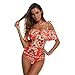 Produktbild feiXIANG Damen badehosen bademode Frauen Volants Badeanzug Anzug Bikini strand gepolsterte beachwear (XL, Rot)