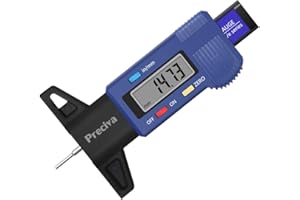 Preciva Reifen Profiltiefenmesser Reifenprofilmesser Auto Tiefenmesser Motorrad Profilmesser Messchieber LCD Display mit Ersatzbatterie, 0-25 mm (blau)