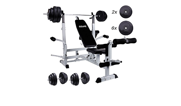 Cclife Multifonction Banque Station Entrainement Set D Halteres Avec 120 Kg Force Station Bankdrucken Appareil De Fitness Lanhantel Banque Fitness Banc Amazon Fr Sports Et Loisirs