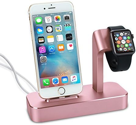 (Lightning Cable Included) Aluminum 2 in 1 Apple Watch Stand iPhone Stand iPhone Charging Dock for iPhone 7/6s/6s plus/6/6 plus/5s/5/SE and Apple Watch/Sport/Edition 38mm/42mm [Apple MFi Certified]