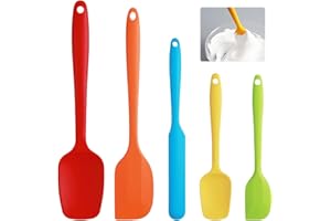RAIRSKY 5 Pezzi Spatola Cucina in Silicone, Mestolo, Leccapentole Professionali, Robusto Paletta, Colorato Spatole per Cuocere, Grigliare, Freír