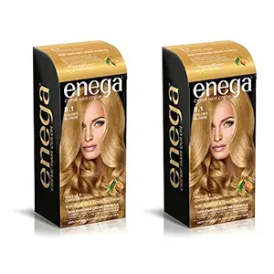 Prem Green Enega Permanent Cream Hair Color with Argan Oil and Green Tea Extract (Golden Blonde 8.1, 30ml, 20 g Each Pack) - Pack of 2