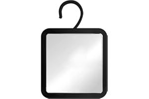 MIRRORVANA Hängande dimfri duschspegel för rakning med 360° roterbar svängbar krok – anti-dimma och okrossbar 16 cm x 16 cm y