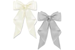 AYNKH 2 pinzas para el pelo con lazo grande con satén largo y sedoso, pasadores franceses de color sólido, accesorios de cierre para el cabello para mujeres y niñas