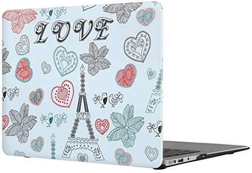 Topideal Paris Tour Eiffel Pattern Rubber Coated Matte Hard Shell Case Cover for 11-Inch MacBook Air 11.6" (A1370 and A1465)- LOVE Eiffel Tower