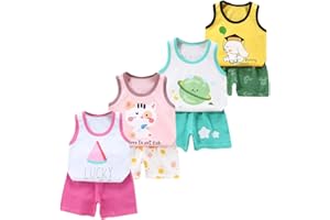 XM-Amigo 8 Pezzi per Bimbo Ragazze Bambini Neonati Canotta senza maniche Top Canottiere morbide Shorts con pantaloncini Outfit Set di vestiti,(3 mesi - 7 anni)
