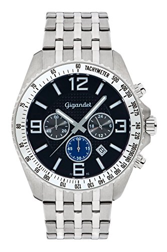 Gigandet Quarz Herren-Armbanduhr Fast Track Chronograph Uhr Datum Analog Edelstahlarmband Silber Schwarz G12-009 Gigandet Quarz Herren-Armbanduhr Fast Track Chronograph Uhr Datum Analog Edelstahlarmband Silber Schwarz G12-009