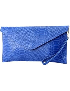 modamoda de - ital. Ledertasche Clutch Unterarmtasche Abendtasche Damentasche Handgelenktasche Leder Schlangenoptik...