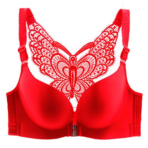 Discovery Boucle Avant sans Soutien-Gorge en Acier de Grande Taille, Rassembler l'Ajustement, Sous-Vêtements Sexy Minces Rouge 46/105D