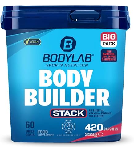 Bodylab24 Pure Muscle Gainer Chocolate 2000g, 33g natural carbohydrates, 40g protein and 12g fat per 100g, enriched with creatine monohydrate, perfect weight gainer shake for mass building