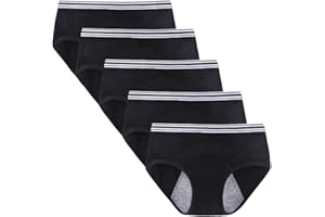Yintry Bragas de período Menstrual para niñas Adolescentes, Ropa Interior de algodón Transpirable, Calzoncillos Protectores a Prueba de Fugas, Paquete de 5 (Use con Almohadilla o tampón)