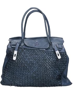 Frau Handtasche Chicca Borse Vintage in echtem geflochtenem Leder Made in Italy 39x33x15 Cm