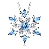 JewelryPalace Collier Pendentif Suisse Topaze Naturelle Bleue Solide en Forme Flocon de Neige Femme Fille en Argent Sterling 925 Chaîne de Boîte 45CM