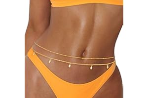 Sethain Boho Crystal Waist Chain Gold Rhinestone Belly Chains Layered Summer Beach Chains Bikini Chain Body Jewelry for Women