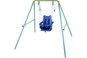 HLC Baby Toddler Indoor Outdoor Swing Set for Garden,Folding Swing for Toddler with Safety Support Back Seat Adjustable Strong Rope Playground,Easy Assembly Metal Frame Suitable for 9-36 months