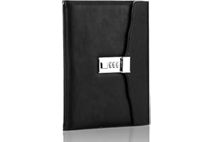 Luccyle Diario de bloqueo, A5 Diario de bloqueo de contraseña, Diario Creativo de Cuero con Cerradura de combinación, para Notas, Planificación, Estudio, Viajes, Diario
