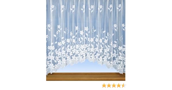 Floral Net Curtain Jardiniere Panel In White Voile Net Curtains