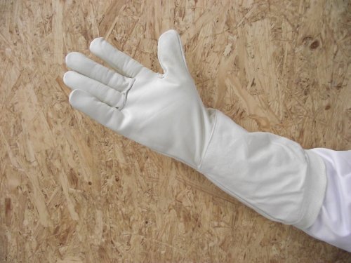 Premium Imkerhandschuhe naturell- echtes, sehr kräftiges und weich gearbeitetes Leder mit extra langer Stulpe - Größe 8