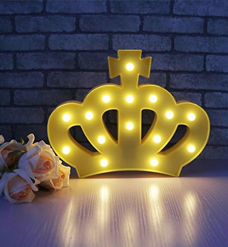 Pauline LED Alphabet A-Z plastic LED marquee light sign Warm White Letters Marquee Sign Shape Xmas Wedding Propose Christmas Room Party Bar Cafe Bedroom Decoration （Crown）
