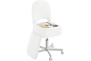 ‎ROLANSTAR Rolanstar Schminktisch Stuhl mit Stauraum, Schminkstuhl, Höhenverstellbar, 360° Drehbar, Schreibtischstuhl mit Bequemer Klappbarer Rückenlehne, für Schminktisch, Schlafzimmer, Büro (Weiß, Größe S)