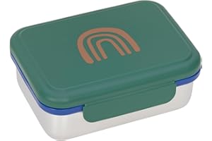 LÄSSIG Fiambrera para niños de acero inoxidable Fiambrera para el desayuno sostenible para el jardín de infancia/Lunchbox Little Gang Rainbow green