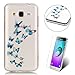 Produktbild CaseHome Silicone Gel Samsung Galaxy J3 2016/J310/J3 2015 Hülle(Mit Frei HD Displayschutzfolie) Transparent Weiche Silikon Schutzhülle,Weicher Flexibel Klar Gel Silikon TPU Hülle Superdünn Stoßfest Tasche Telefon-Kasten Schutz Tasche Schutzhülle Durchsichtig Handyhülle Silikon Case Schale für Samsung Galaxy J3 2016/J310/J3 2015 with Beautiful Colourful Pattern Design-Blaue Schmetterlinge