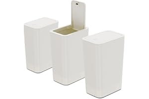 N. NetDOT Zestaw 3 małych koszy łazienkowych z pokrywą Pop-up, 10 L mini kosz na papier do biura, kuchni, sypialni, łazienki, biura, kremowej toalety - 22,2x15,8x33,3cm