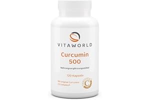 ‎VITA WORLD Vita World Curcumin 500 120 Vegi Kapseln Curcumin C3 Complex® Apotheker-Herstellung 95 % Curcuminoide schwarzer und Pfeffer Extrakt 50:1 Curcuma-Wurzelextrakt Curcuma