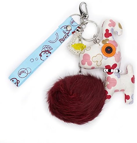 Key Ring/Handbag, Pompom fur Bordeau.
