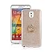 Produktbild Skitic Bling Glitzer Durchsichtig Flexibel TPU Handy Schutzhülle für Samsung Galaxy Note 3, Luxus Ultra Dünn Slim Gel Silikon Hülle Case Cover Transparente Clear Glitter Sparkly Crystal Strass Diamant Shining Sticker Full Back Skin Schutz Handyhülle Tasche Bumper mit 360°Rotating Finger Ring Ständer Holder Etui Schale für Samsung Galaxy Note 3 - Gold