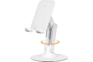PUJUDODA Support Telephone Bureau Rotatif à 360°,Support iphone Table de Nuit,Pliable et Réglable,Support Téléphone Bureau Portable pour iPhone15/14/13/12/11,Galaxy