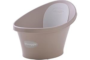 Shnuggle Newborn Baby Bath | Built in Support Bump and Soft Headrest | Suitable from Newborn | Bath Seat Support Includes Plug | Taupe Beige